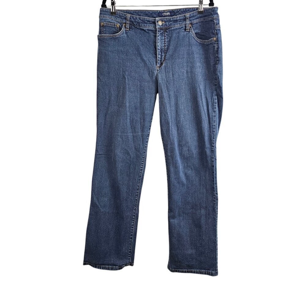 ❤️Chaps Women's Denim High Waist Cotton Straight Leg Blue Jeans